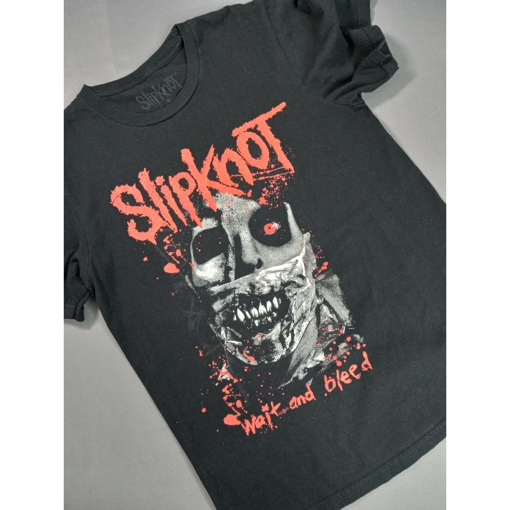 Slipknot Wait and Bleed Band T-Shirt Black Graphic Tee Nu Metal Horror Mask S